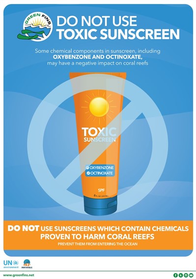 Picture of a Green Fins graphic about toxic sunscreen.