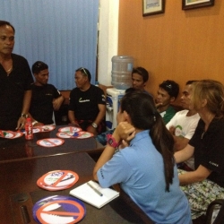 Picture of the dive guide accreditation seminar taking place in Moalboal, Philippines. 