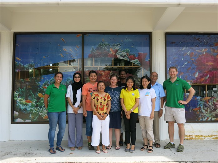 Picture of Sam, JJ and Chloe from Reef-World with Green Fins trainers in Thailand. 