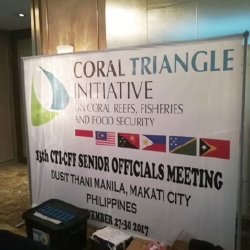 Picture of the Coral Triangle Initiative banner at the senior officials meetings. 