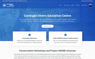 Picture of the Ceningan Divers Education Centre website. 