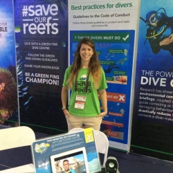 Picture of Reef-World staff at the Green Fins booth at Diving Resort Travel Expo in Manila. 